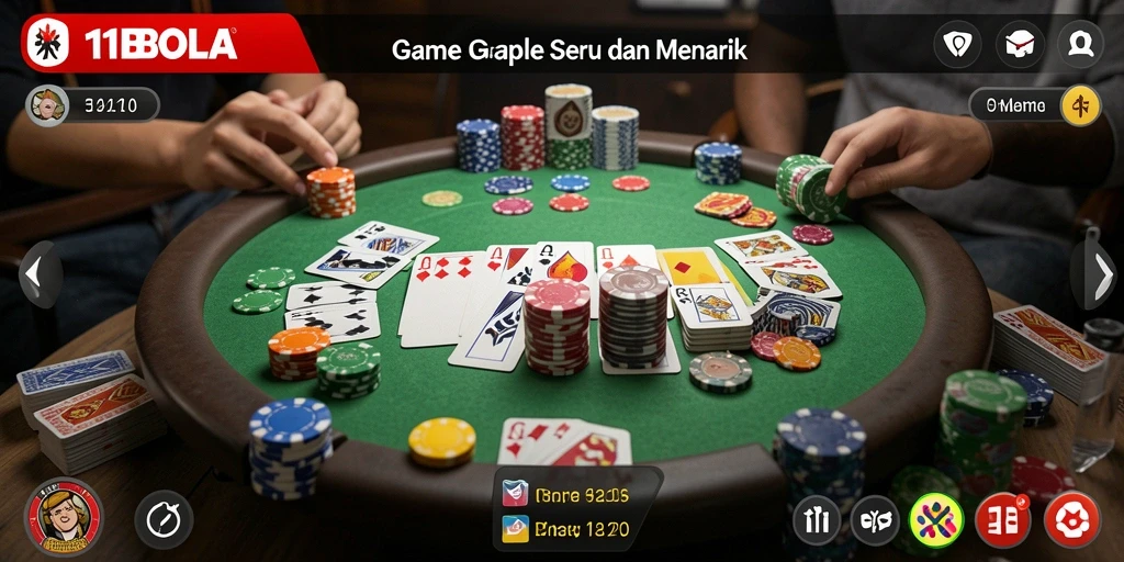 Tampilan gameplay Gaple yang seru dalam 11BOLA.