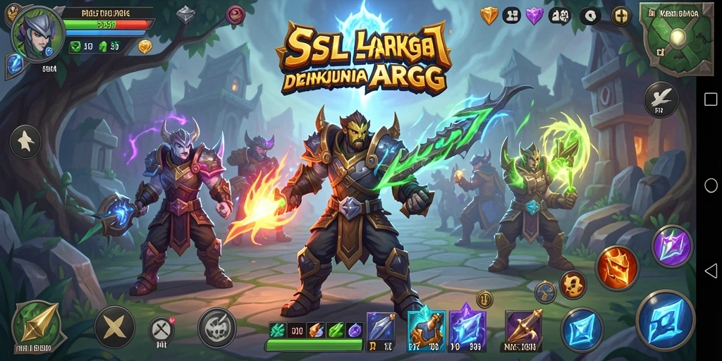 Screenshot utama 9SL menampilkan pertempuran heroik dalam dunia ARPG.