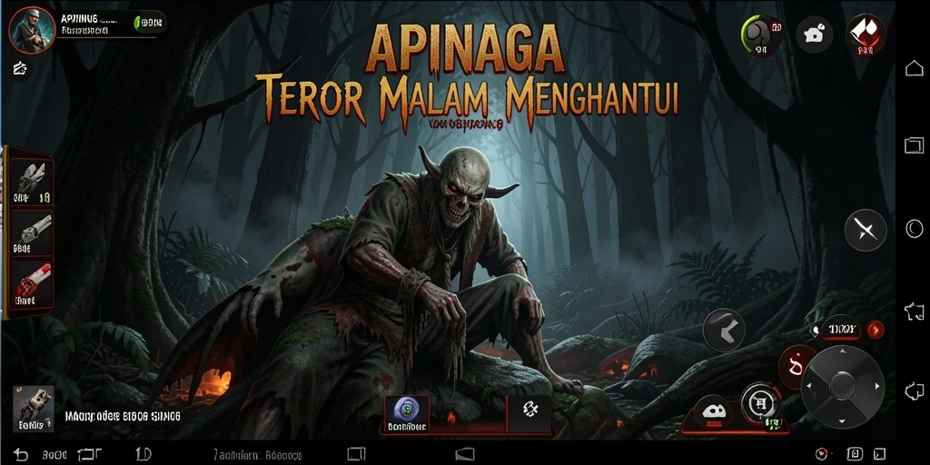 Gameplay seram APINAGA dengan makhluk-makhluk menakutkan di kegelapan.