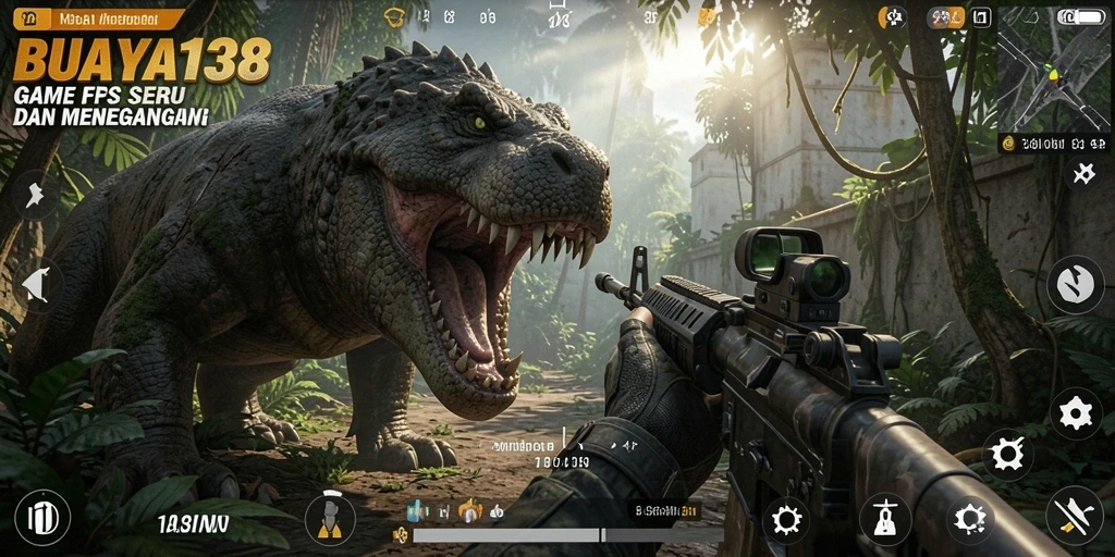 Screenshot menampilkan aksi intens di medan perang BUAYA138.