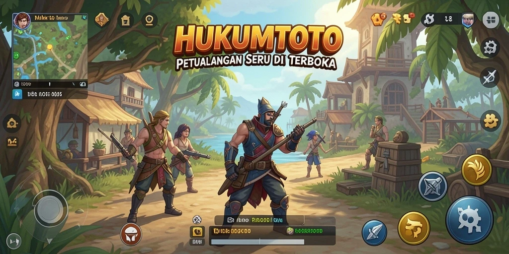 Tampilan gameplay HUKUMTOTO yang menampilkan dunia terbuka yang menakjubkan.