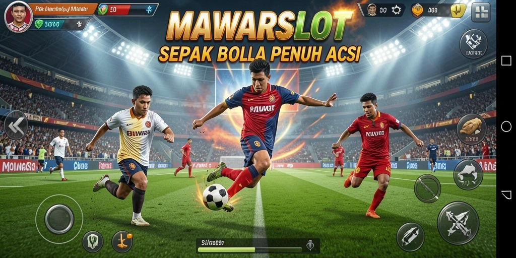 Screenshot dari gameplay nyata di lapangan sepak bola.