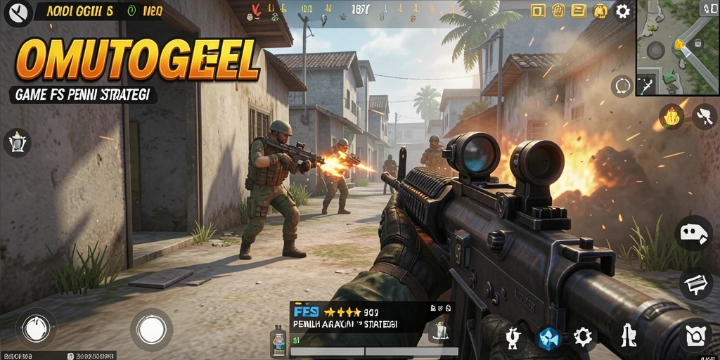 Screenshot gameplay OMUTOGEL yang menampilkan aksi tembak-menembak yang mendebarkan.