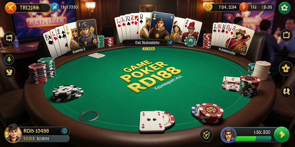 Tangkapan layar utama RDI88 menampilkan gameplay poker yang mendebarkan.