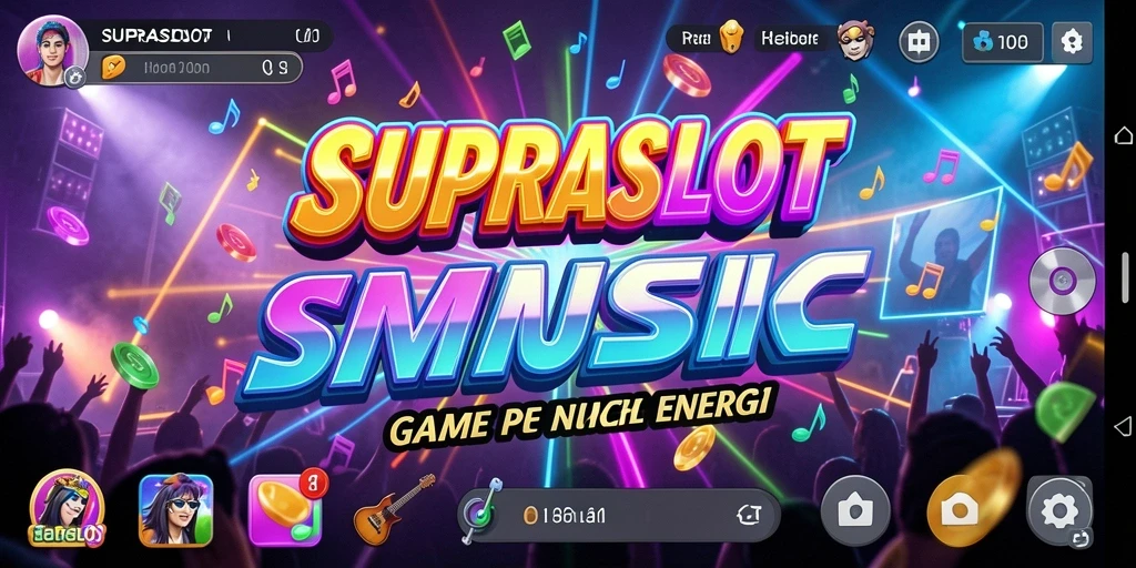Screenshot gameplay SUPRASLOT yang penuh irama dan energi.
